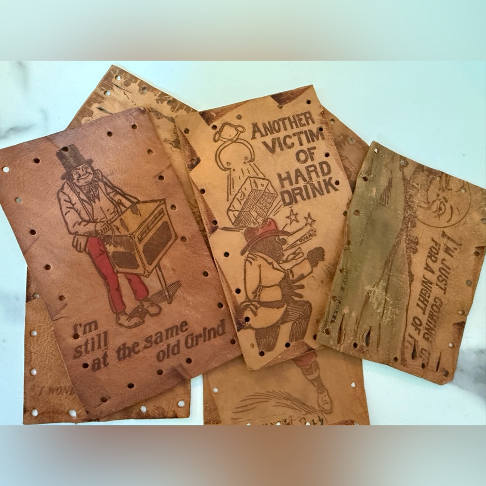 Vintage Leather Postcard Lot of 7 Leather Postcards 1900s